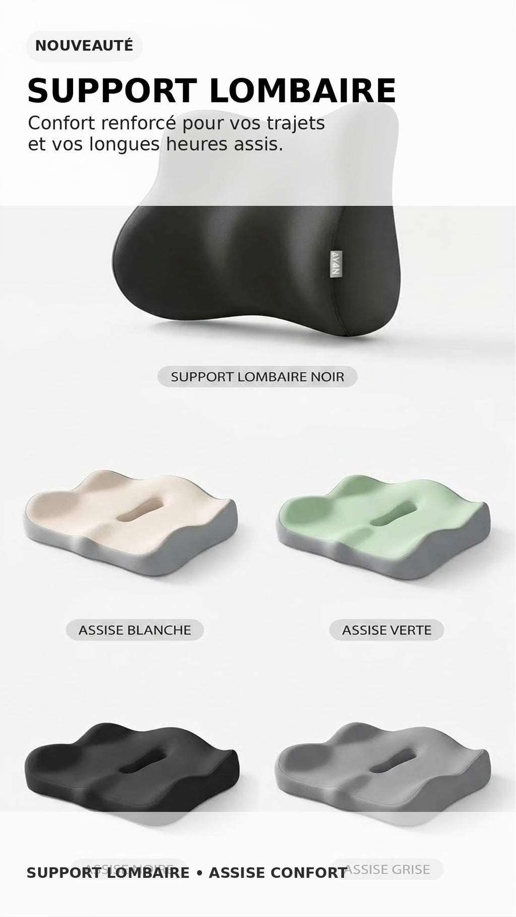 Coussin Lombaire Ergonomique – Confort & Soutien du Dos